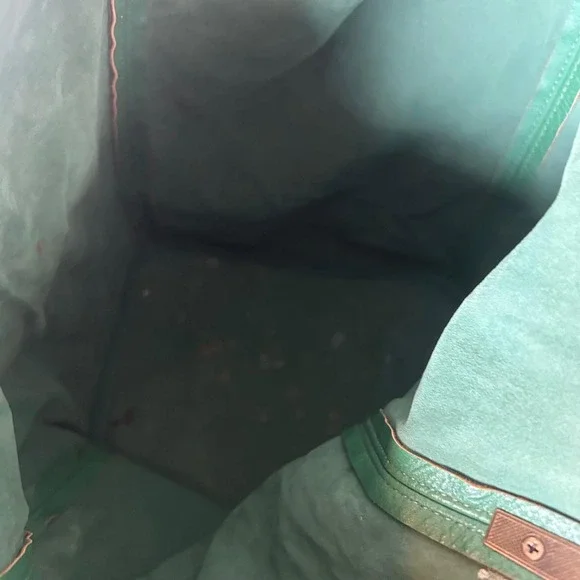 Anthropologie Green Faux Leather Tote Bag Large Shoulder Handbag Everyday Casual - Picture 8 of 9